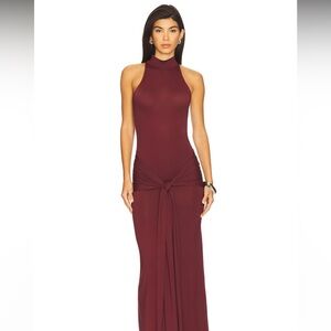 Bardot Isadora Maxi Tie Front Dress in Deep Plum